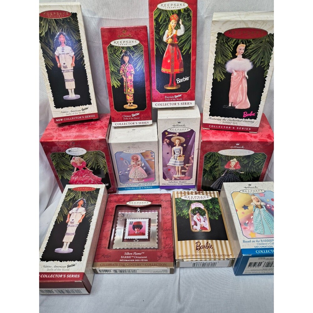 12 Hallmark Keepsake Barbie Doll Ornament Lot